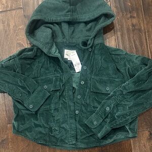 American Eagle Green Corduroy cropped Jacket